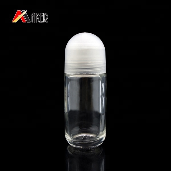 50ml Glass Roll on Deodorant Bottle with Plastic Roller Ball Perfume High White Glass Material Screen Printing Personal Care