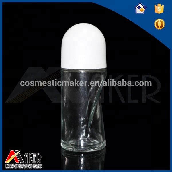 50ml Glass Roll on Deodorant Bottle with Plastic Roller Ball Perfume High White Glass Material Screen Printing Personal Care