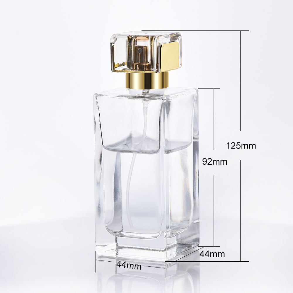 50ml High quality perfume glass bottle with luxury crystal atomizer top and crimped cap and kinds of covers