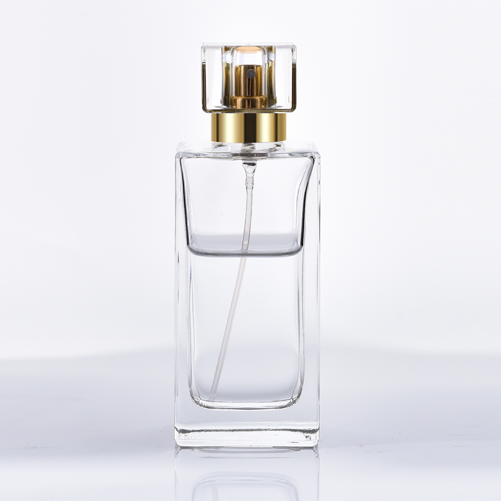 50ml High quality perfume glass bottle with luxury crystal atomizer top and crimped cap and kinds of covers