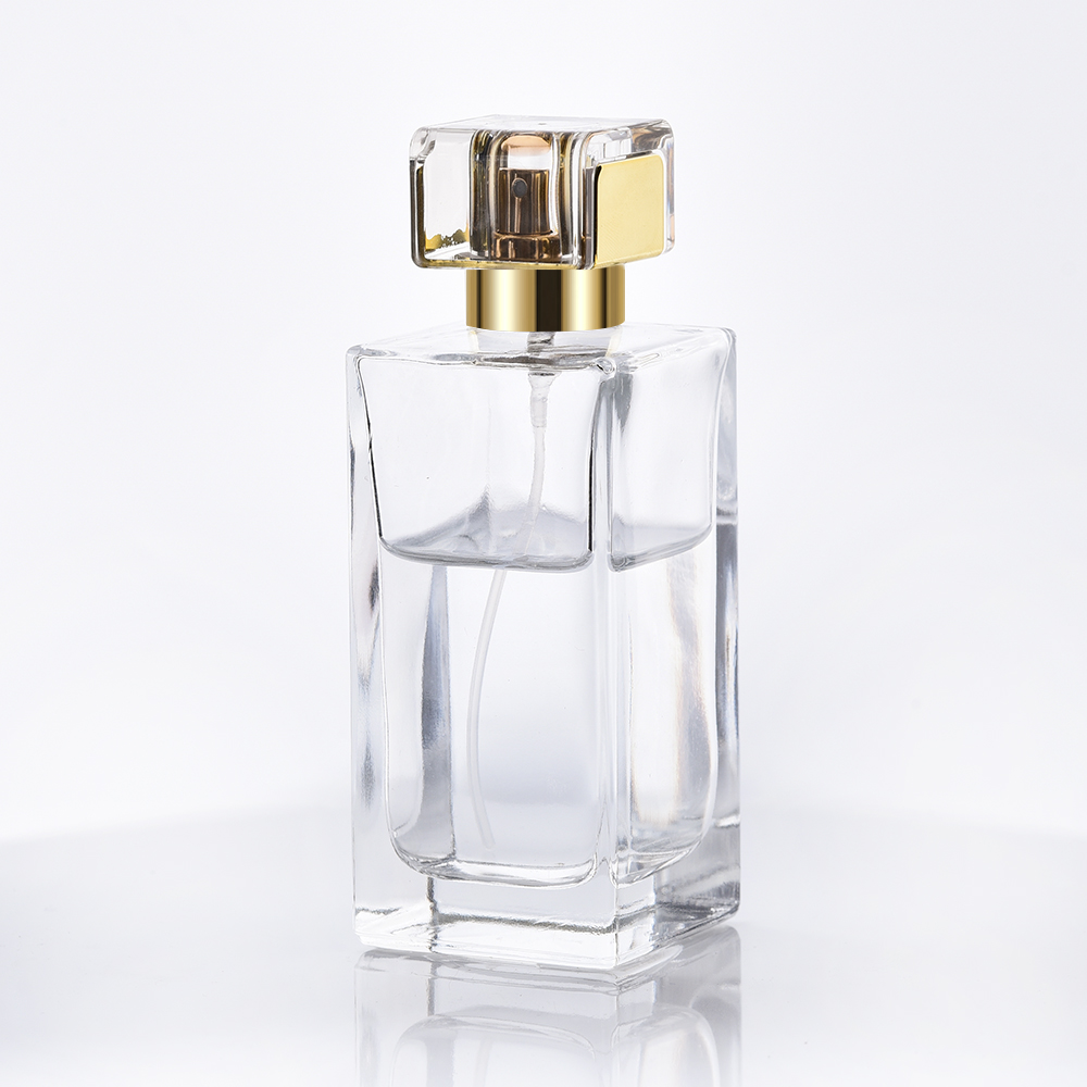 50ml High quality perfume glass bottle with luxury crystal atomizer top and crimped cap and kinds of covers