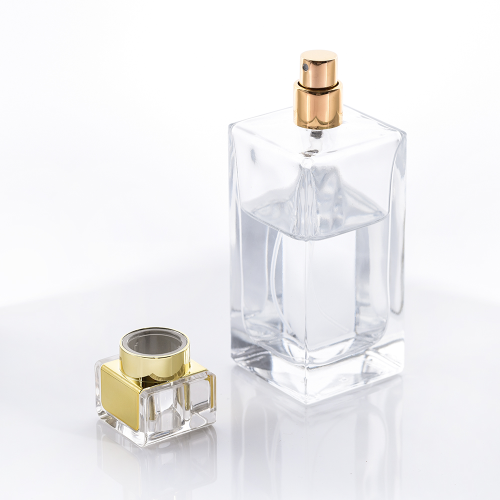 50ml High quality perfume glass bottle with luxury crystal atomizer top and crimped cap and kinds of covers