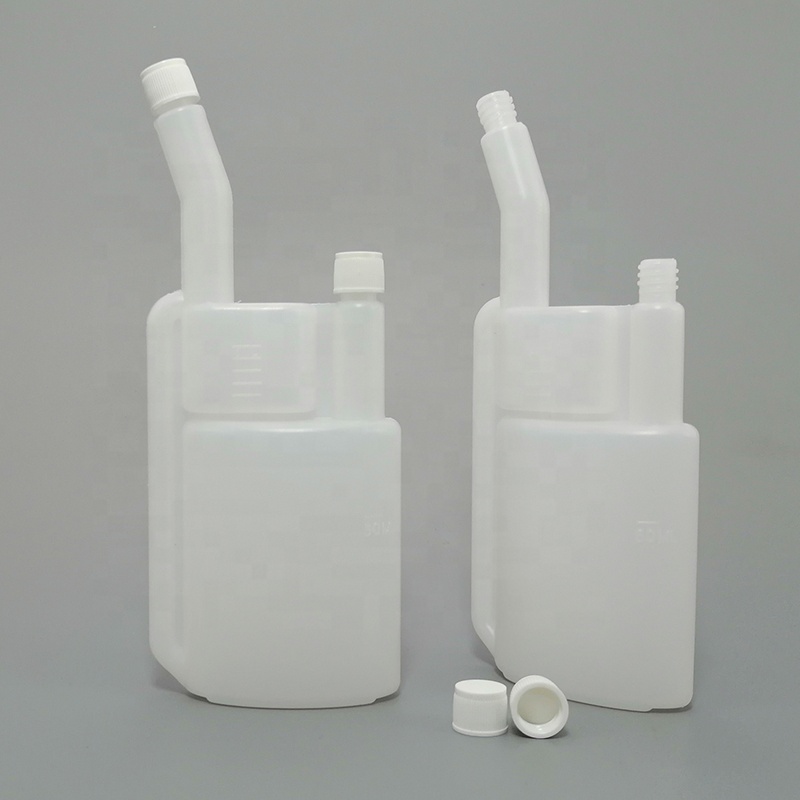 50ml Mini Empty HDPE Plastic Multipurpose Double Mouth Bleached Detergents Diluting Dosing Bottle With Long Neck