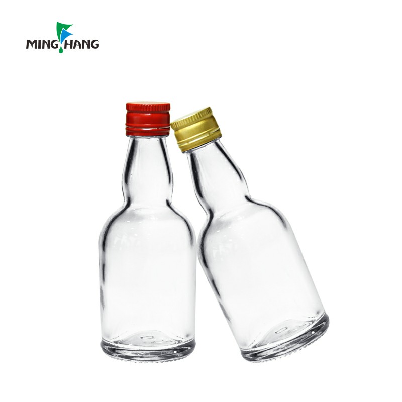 50ml Mini Party Favor Round Clear Alcohol Wine Glass Bottle With Proof Aluminum Cap