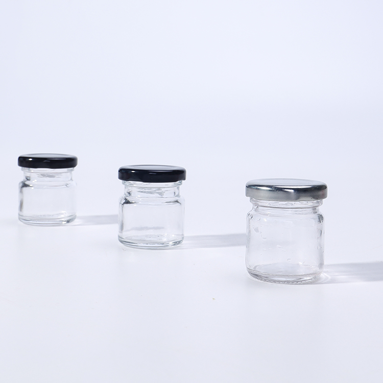 50ml Mini Round Glass Food Jar For Jam Honey Herb With Metal Lids
