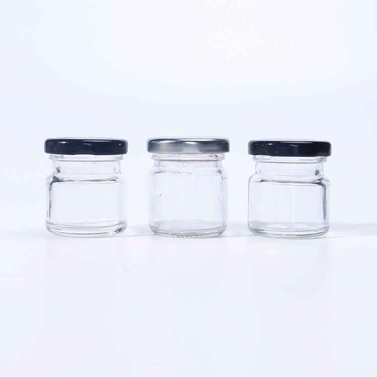 50ml Mini Round Glass Food Jar For Jam Honey Herb With Metal Lids