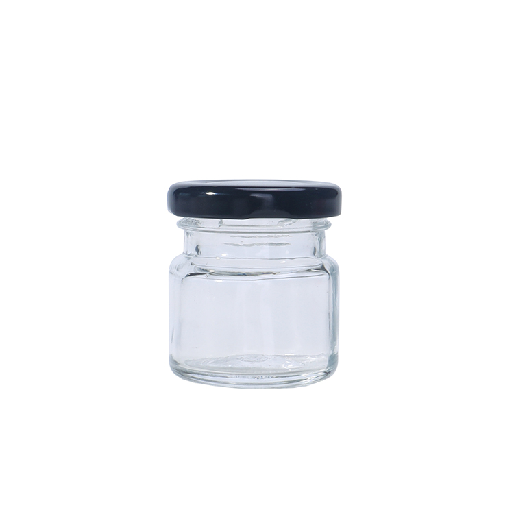 50ml Mini Round Glass Food Jar For Jam Honey Herb With Metal Lids