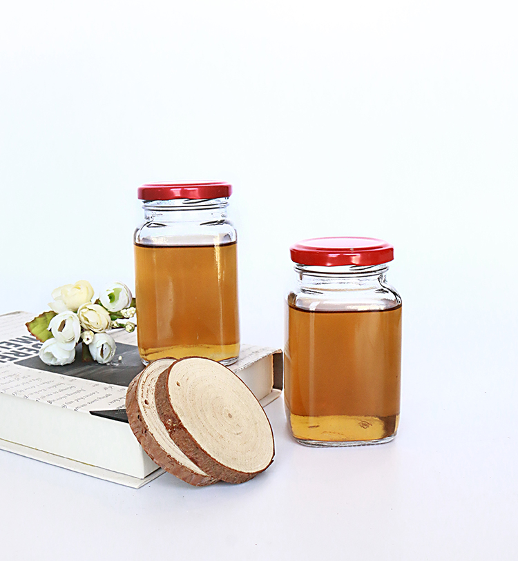 50ml Mini Square Glass Jar For Saffron Storage Square Glass Honey Jar With Metal Lid