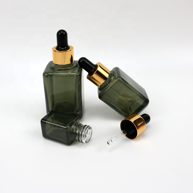 50ml NEW Desgin green square glass dropper serum bottle cosmetic bottle for skin care packaging