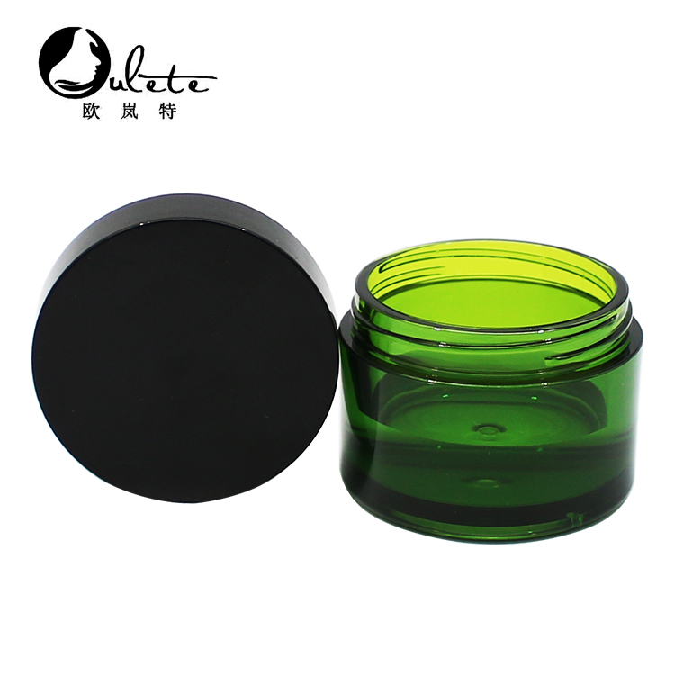 50ml PETG food-grade green cosmetic bottle with black cover plastic moisturizer bottle