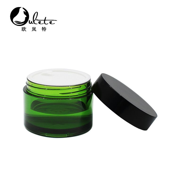 50ml PETG food-grade green cosmetic bottle with black cover plastic moisturizer bottle