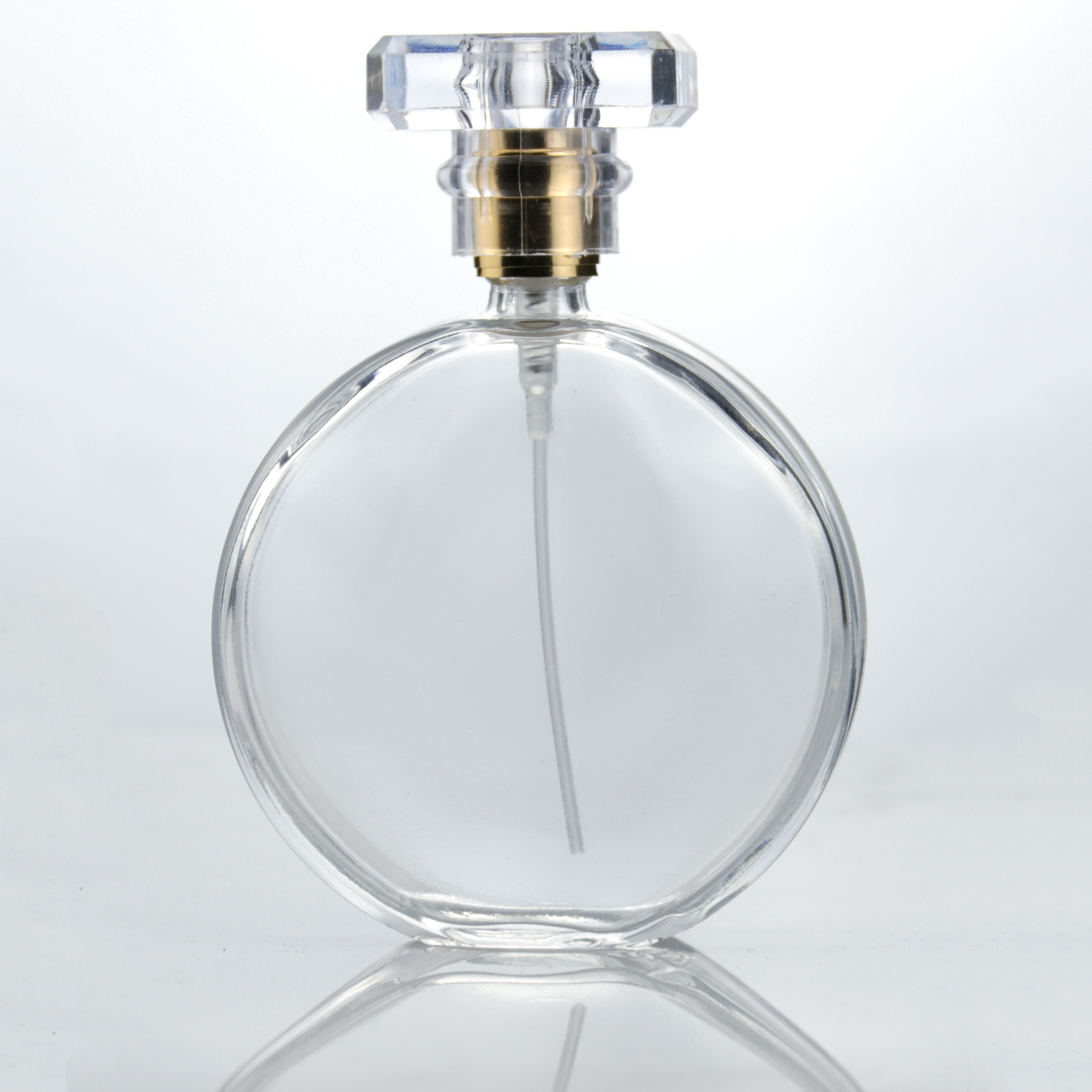 50ml Portable Luxury Clear Cosmetic Container Refillable Perfume Glass Bottle