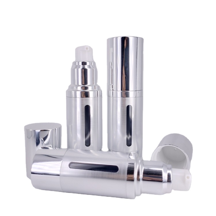 50ml Recyclable Plastic Refillable Cosmetic Silver Airless Lotion Pump Bottle Suppliers