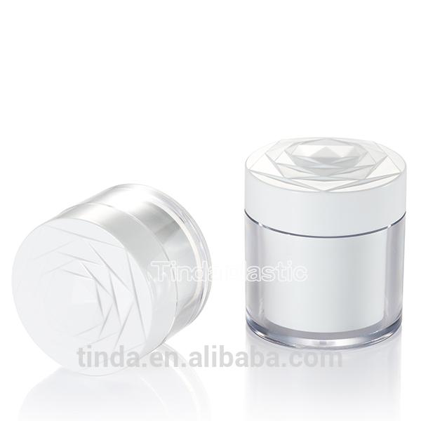 50ml Round plastic AS double wall cosmetic cylinder packaging face cream jar