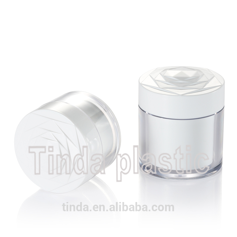 50ml Round plastic AS double wall cosmetic cylinder packaging face cream jar