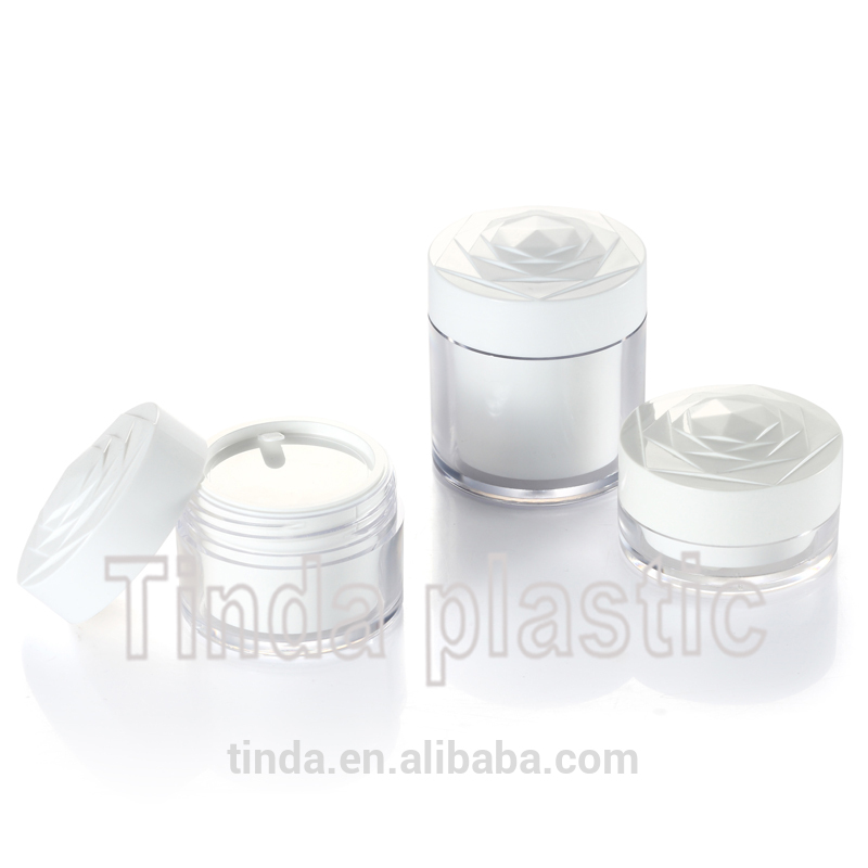 50ml Round plastic AS double wall cosmetic cylinder packaging face cream jar