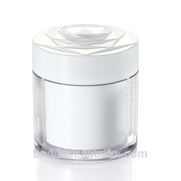 50ml Round plastic AS double wall cosmetic cylinder packaging face cream jar