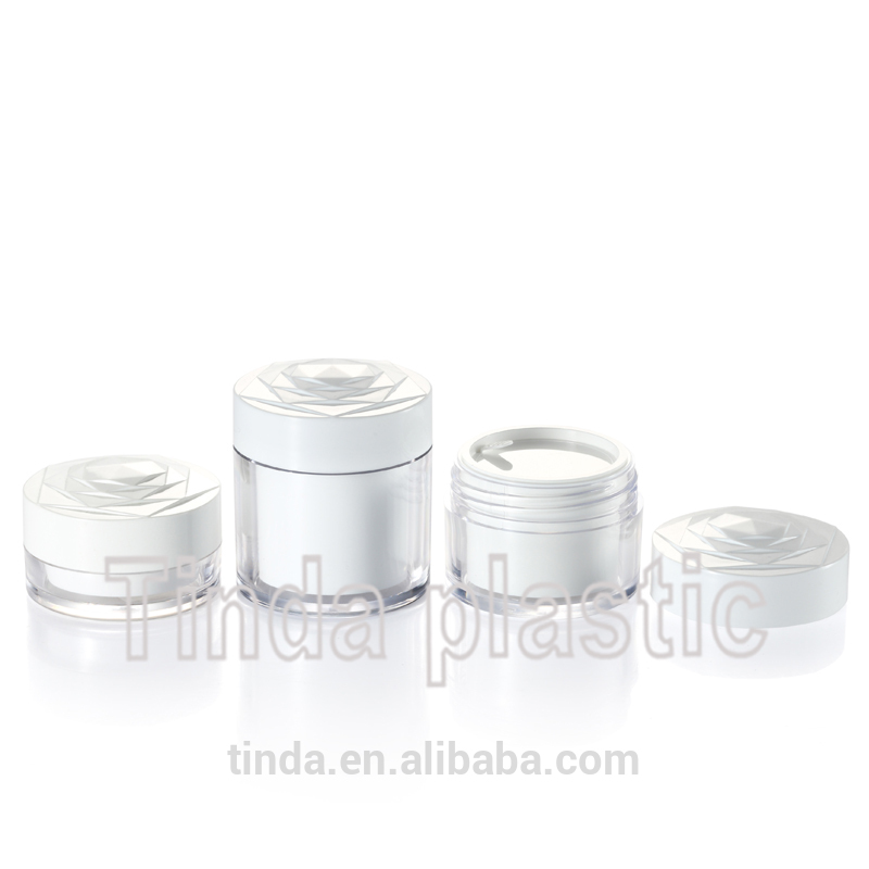50ml Round plastic AS double wall cosmetic cylinder packaging face cream jar