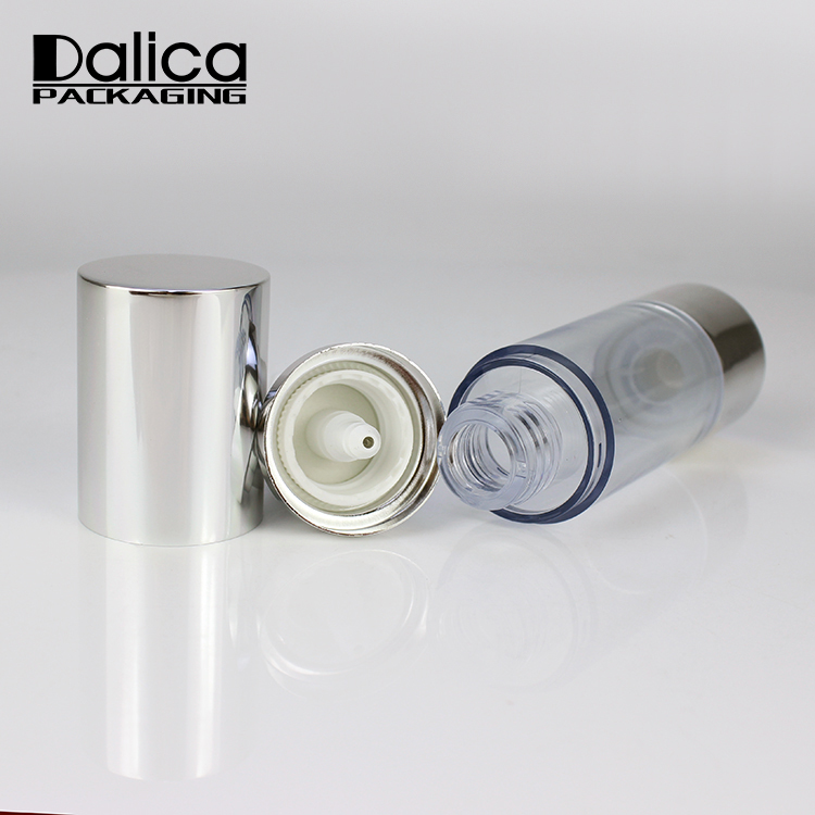 50ml Slik-screen Printing Clear Serum Airless Bottle with Pump Sprayer