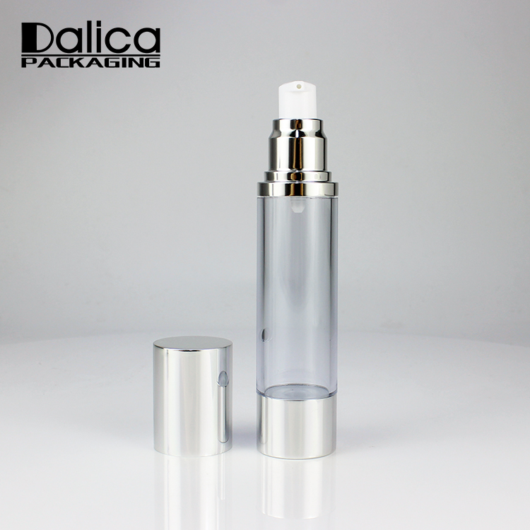 50ml Slik-screen Printing Clear Serum Airless Bottle with Pump Sprayer