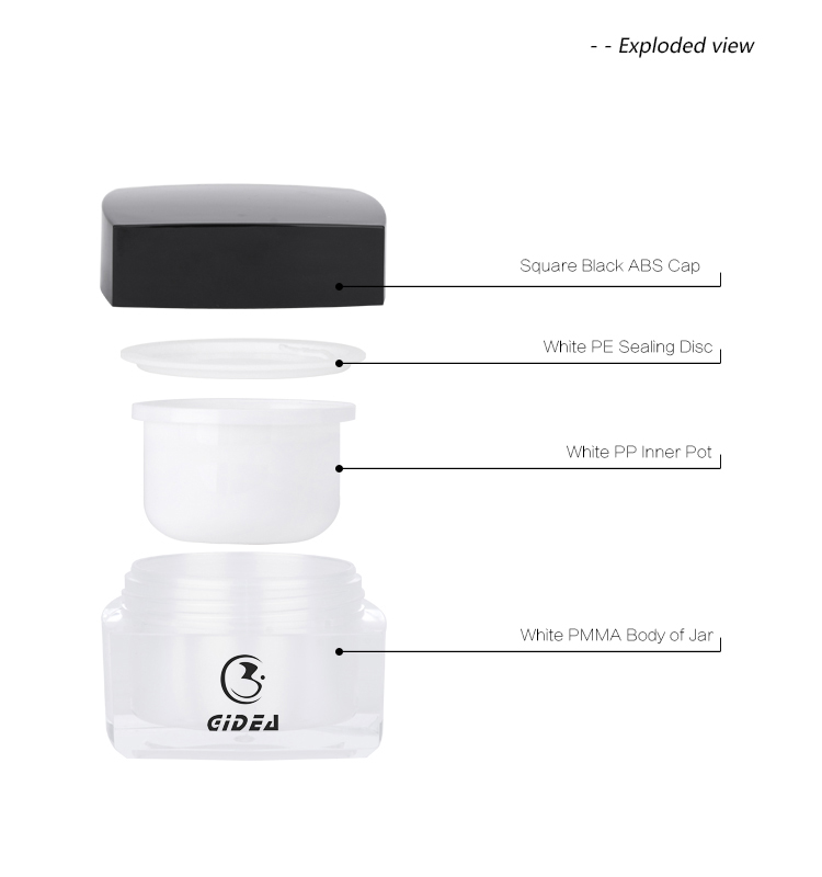 50ml Square Black Cosmetic Cream Jar