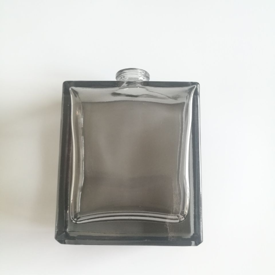 50ml Square Flat Glass Transparent Black Spray Perfume Bottle