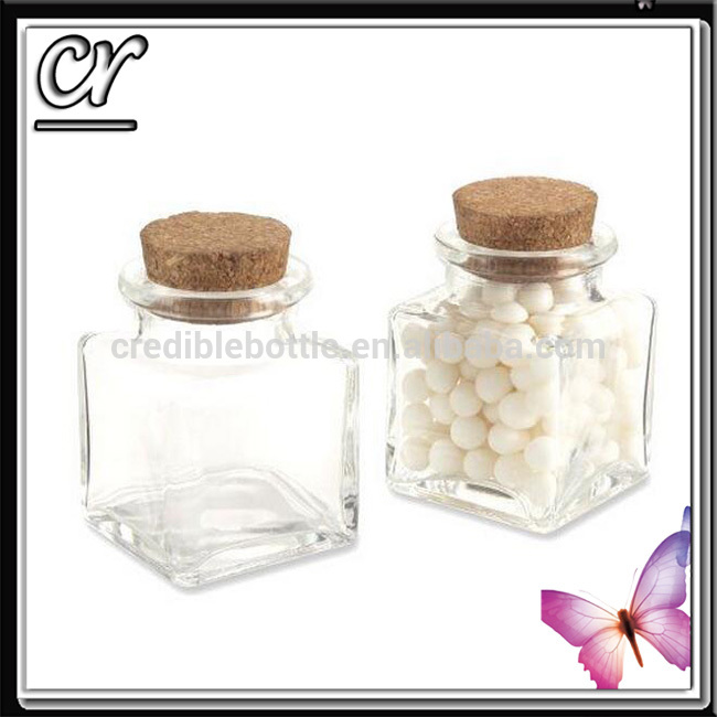 50ml Square Glass Favor Storage Jar with Cork Stopper