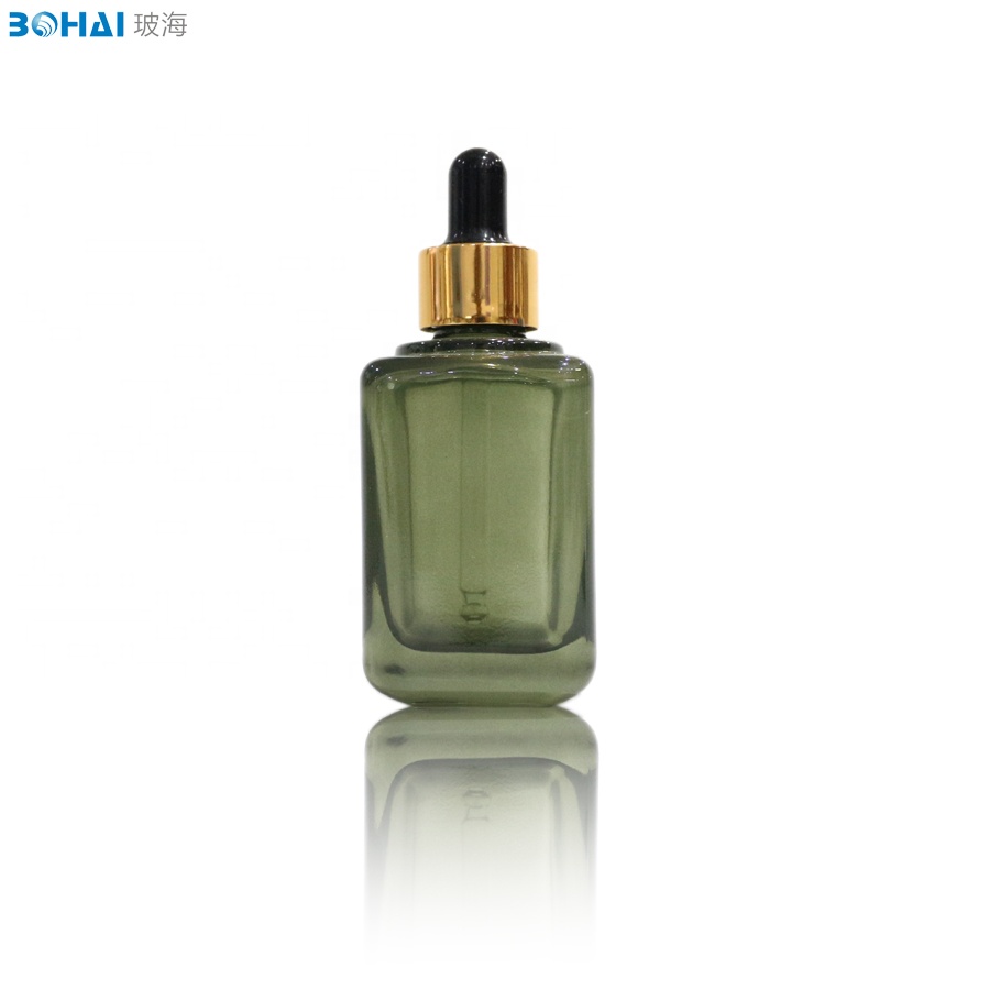 50ml Square dropper bottle glass for cosmetic packaging essential oil bottle amber glass jar and bottles