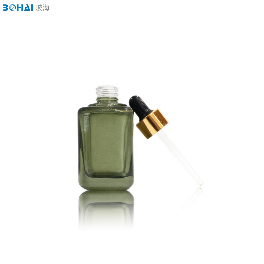 50ml Square dropper bottle glass for cosmetic packaging essential oil bottle amber glass jar and bottles