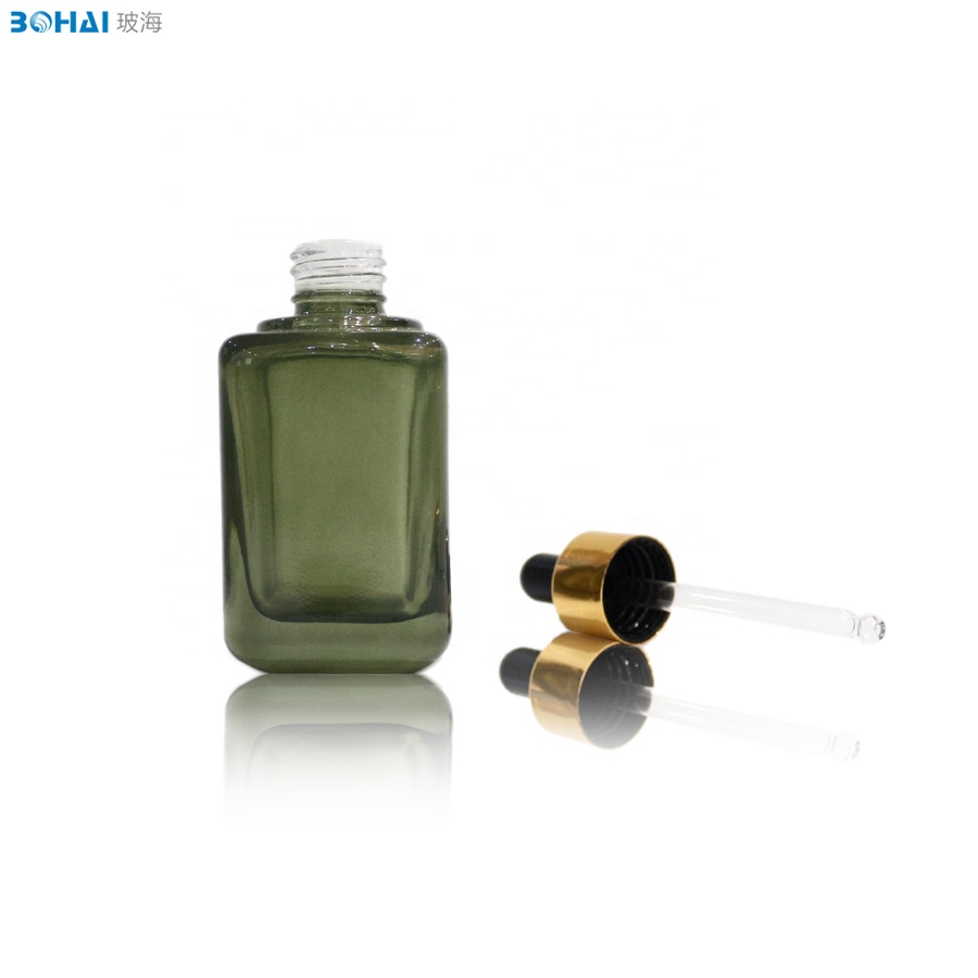 50ml Square dropper bottle glass for cosmetic packaging essential oil bottle amber glass jar and bottles