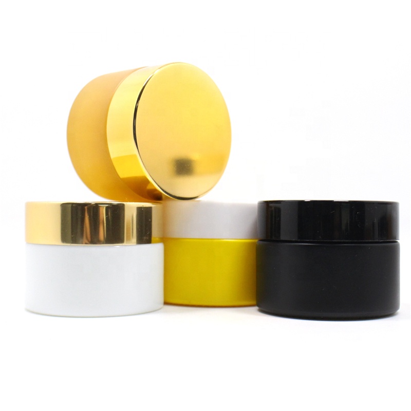 50ml Straight Sided Glass Luxury Jar 50g 100g 200g gradient grey glass cream jar with plastic lid