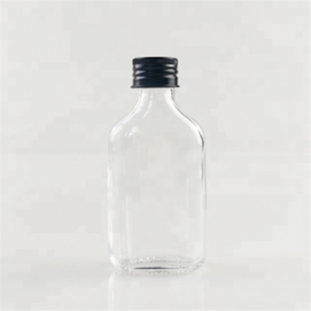 50ml alcohol liquor drinking flat flask glass bottle with aluminum cap