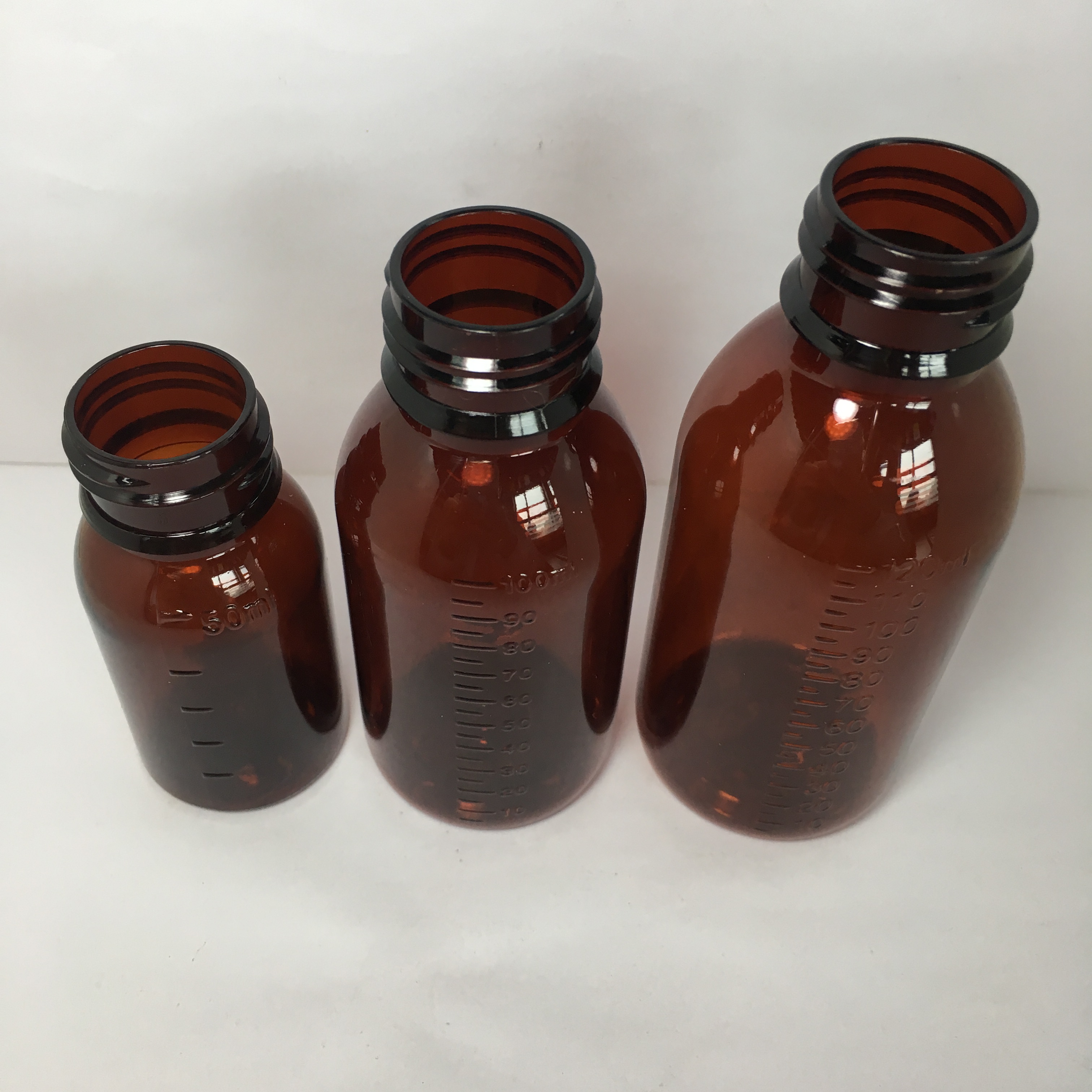 50ml amber brown syrup bottle with graduated liner and childproof & Insurance Cover