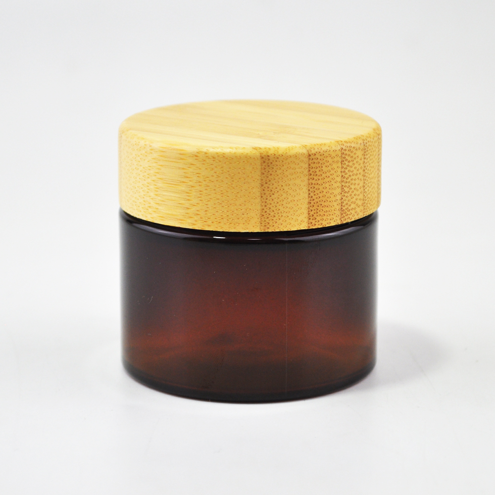 50ml amber cosmetic biodegradable plastic jars with bamboo cap