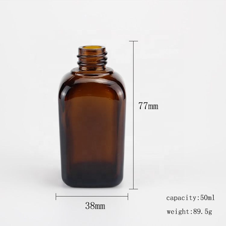 50ml amber square empty bottle