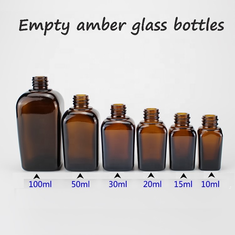 50ml amber square empty bottle