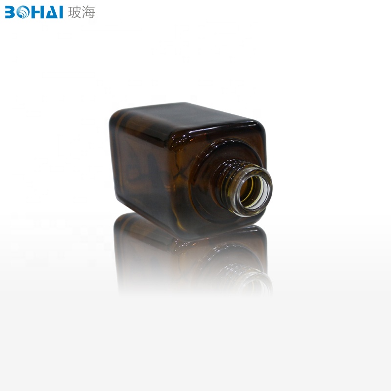 50ml amber square essential oil glass bottle with shiny gold cap black rubber dropper popular brown dropper glass bottle