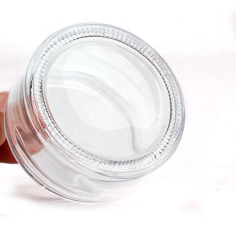 50ml bamboo wood lid Cosmetic Packaging empty cosmetic container glass jar for cream