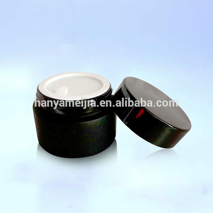 50ml black frosted cosmetic cream glass jar with black cap