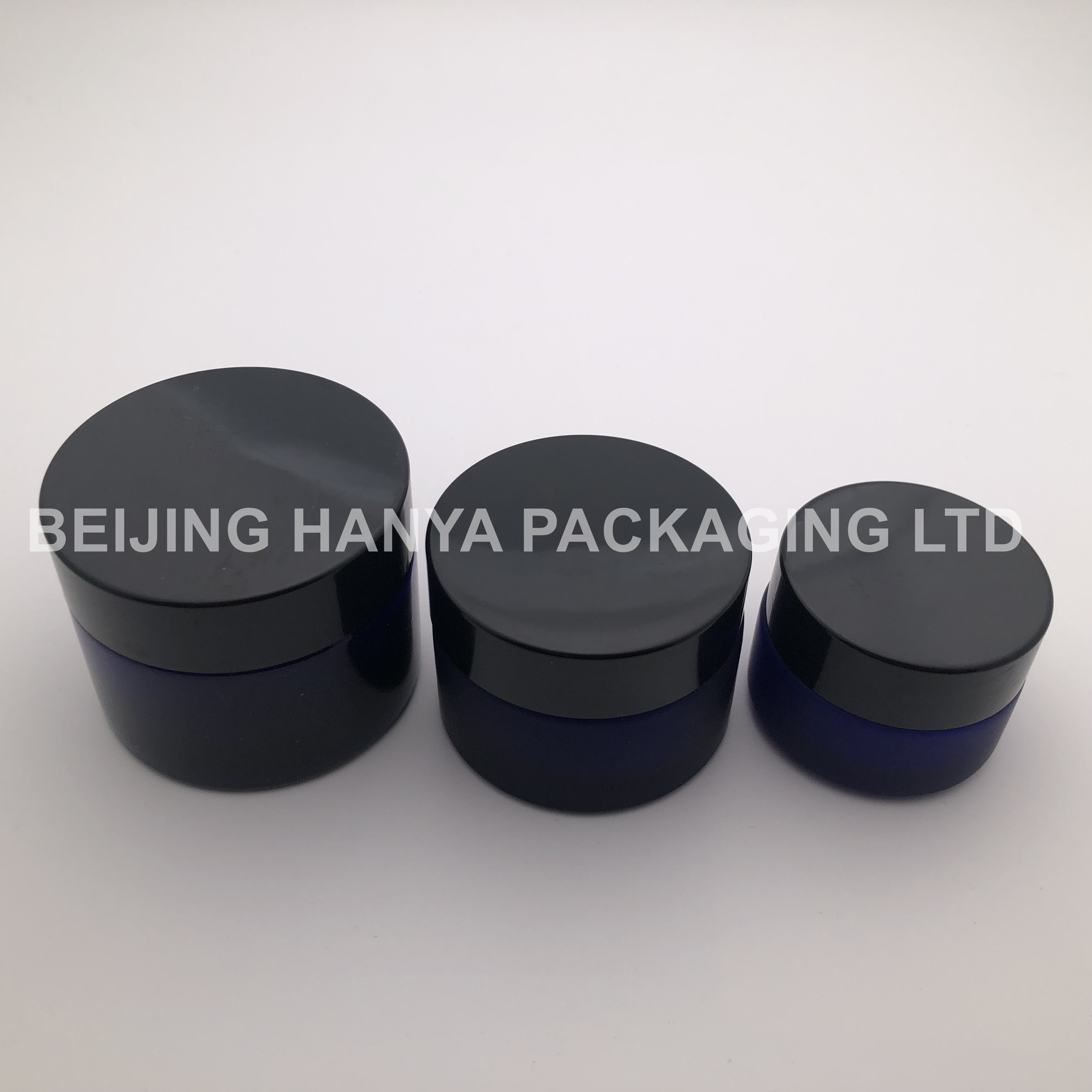 50ml black frosted cosmetic cream glass jar with black cap
