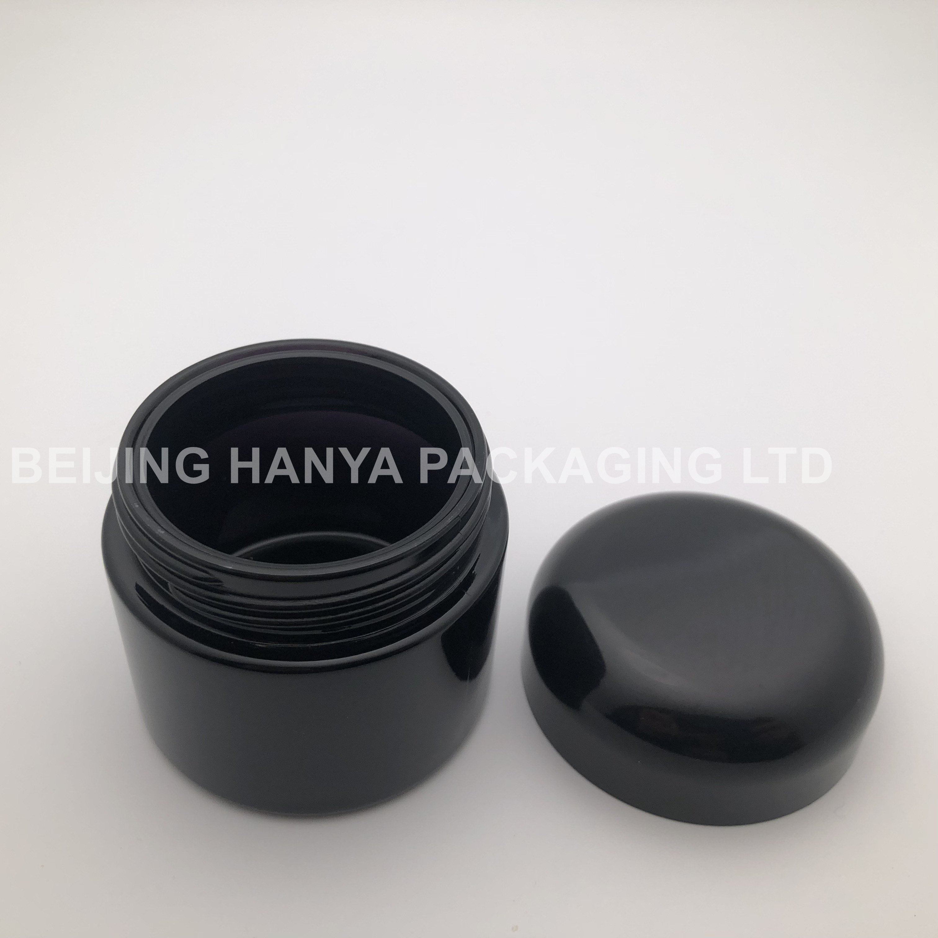 50ml black frosted cosmetic cream glass jar with black cap