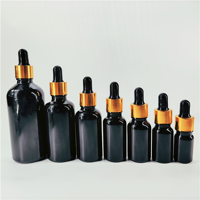 50ml black glass essential oil bottles Boston round bottle