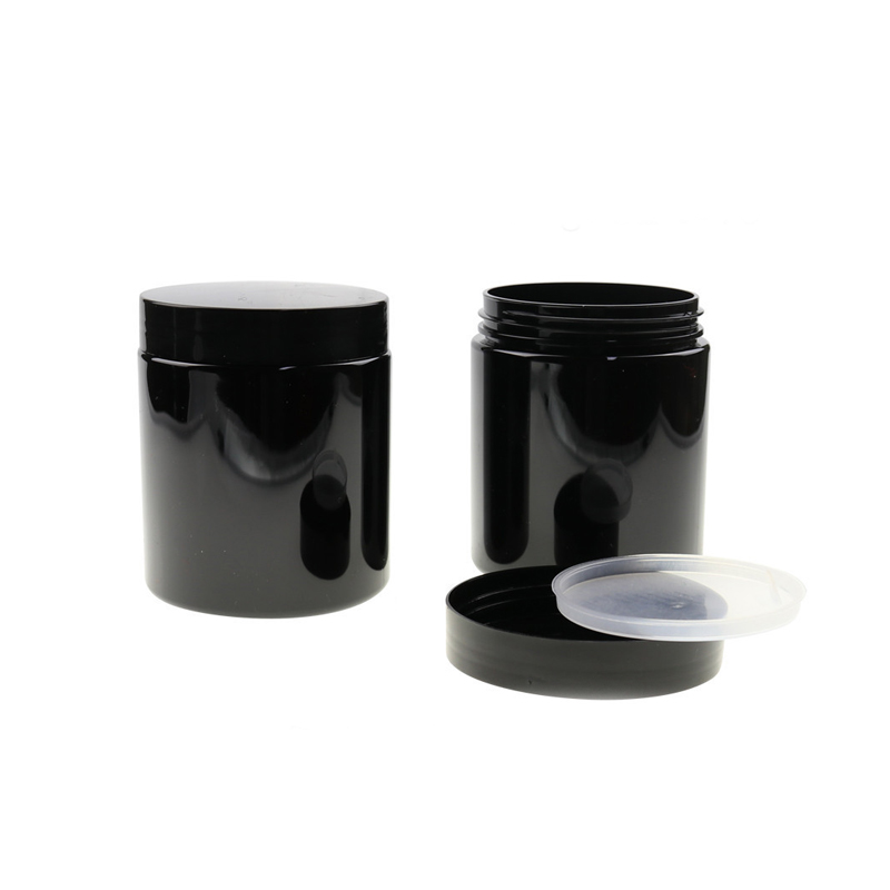 50ml black plastic PET jar plastic jar with lid and black inner seal