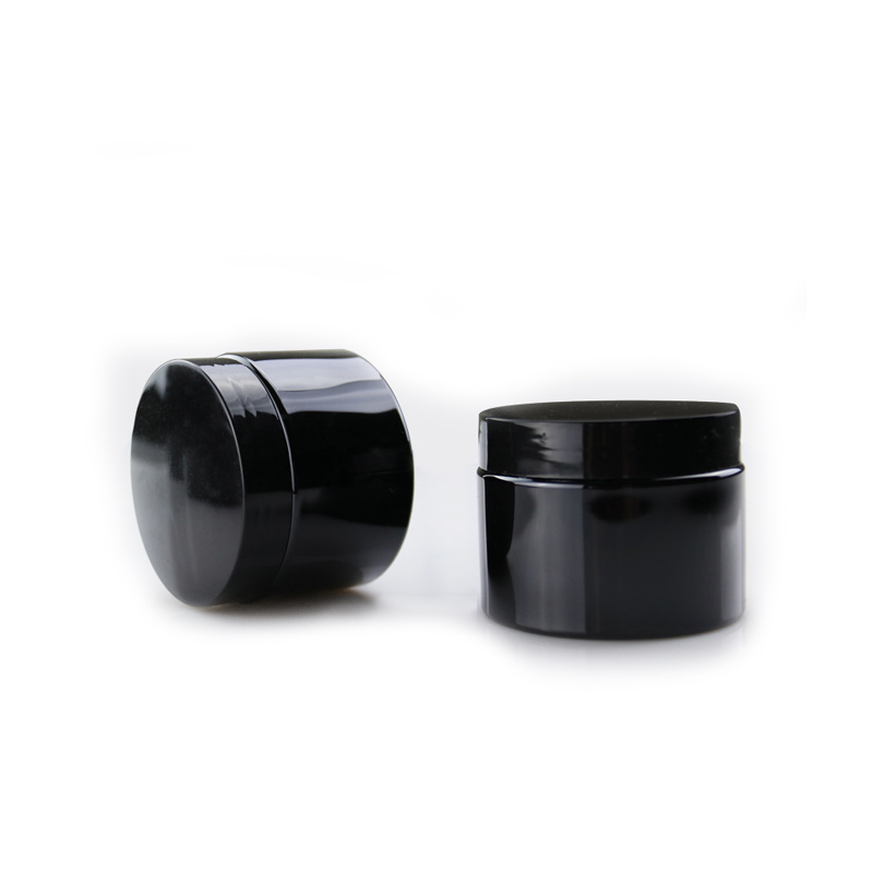 50ml black plastic PET jar plastic jar with lid and black inner seal