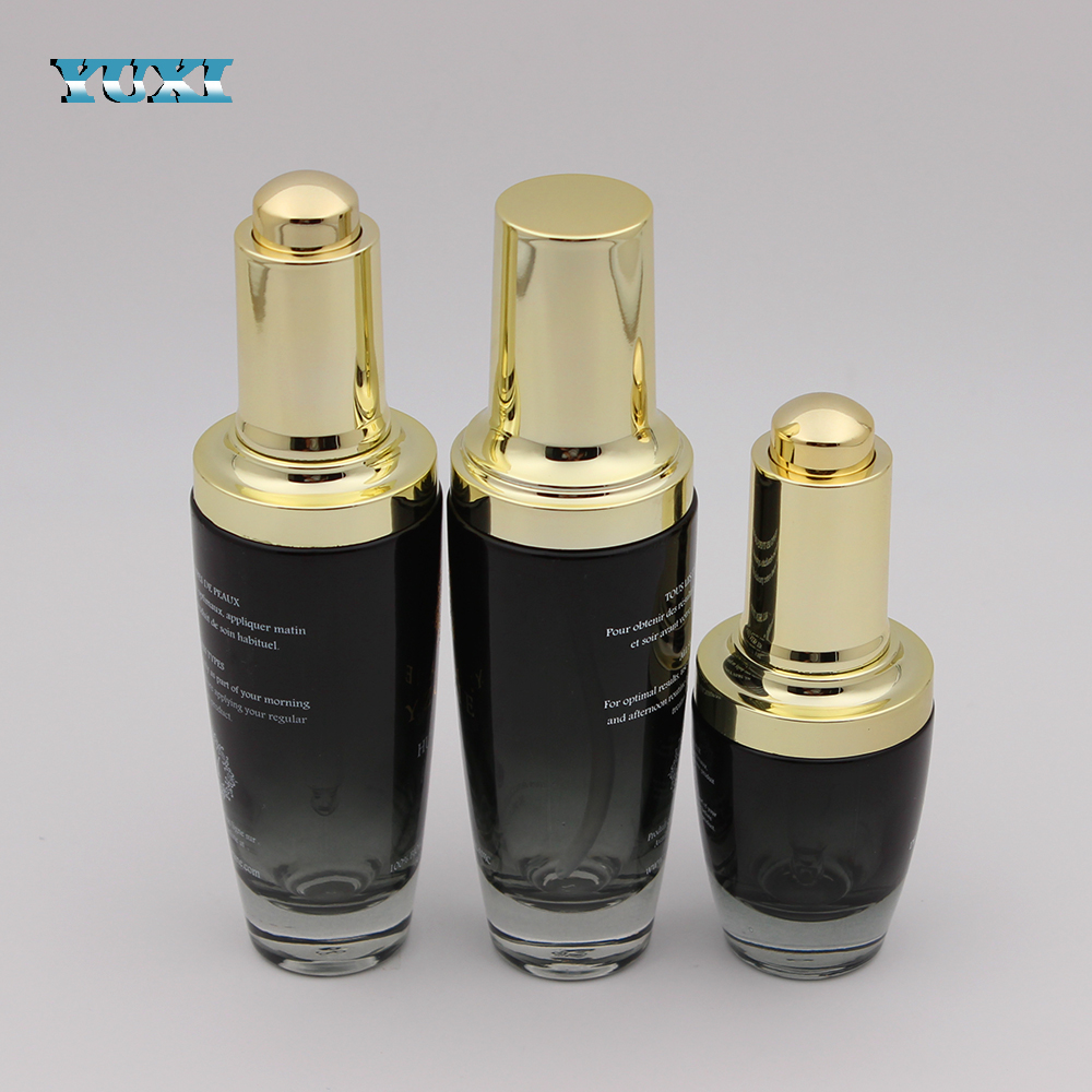 50ml bulk empty black glass cosmetic bottle set