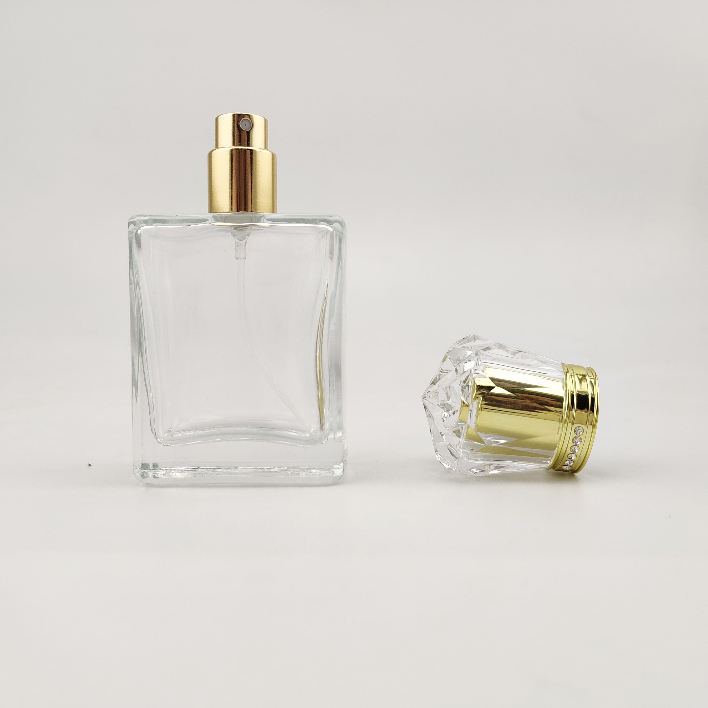 50ml clear glass bottle empty perfume bottle with crown cap