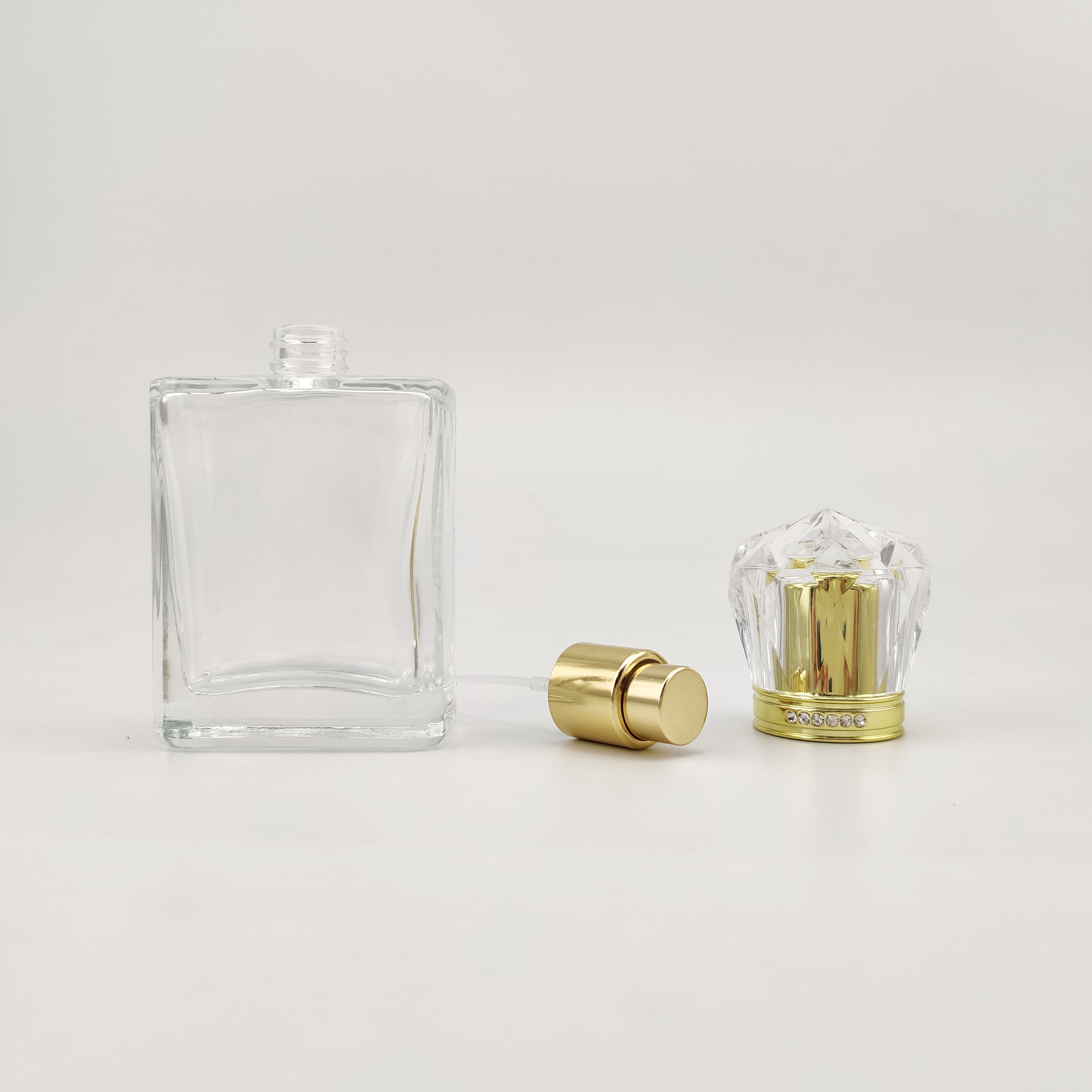 50ml clear glass bottle empty perfume bottle with crown cap