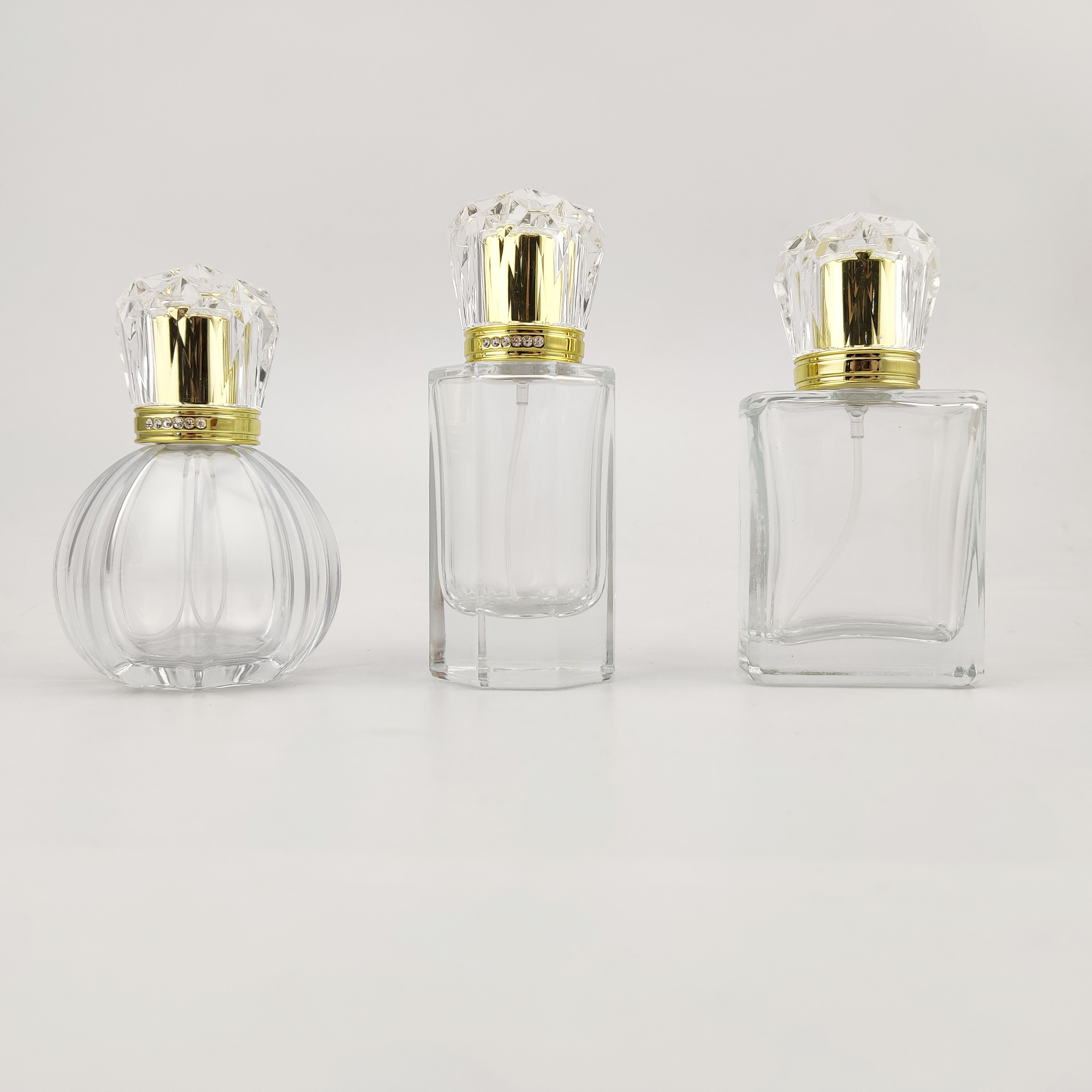 50ml clear glass bottle empty perfume bottle with crown cap