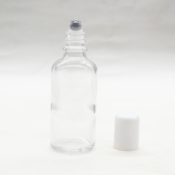 50ml clear glass cosmetic essential oil bottle with roller on