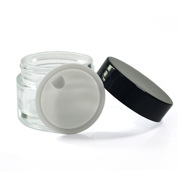 50ml clear glass jar for cosmetic with gold screw cap and white gasket fast selling